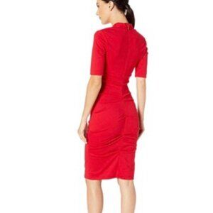 Nicole Miller Artelier Ruched Lipstick Red Cap Sleeve Dress